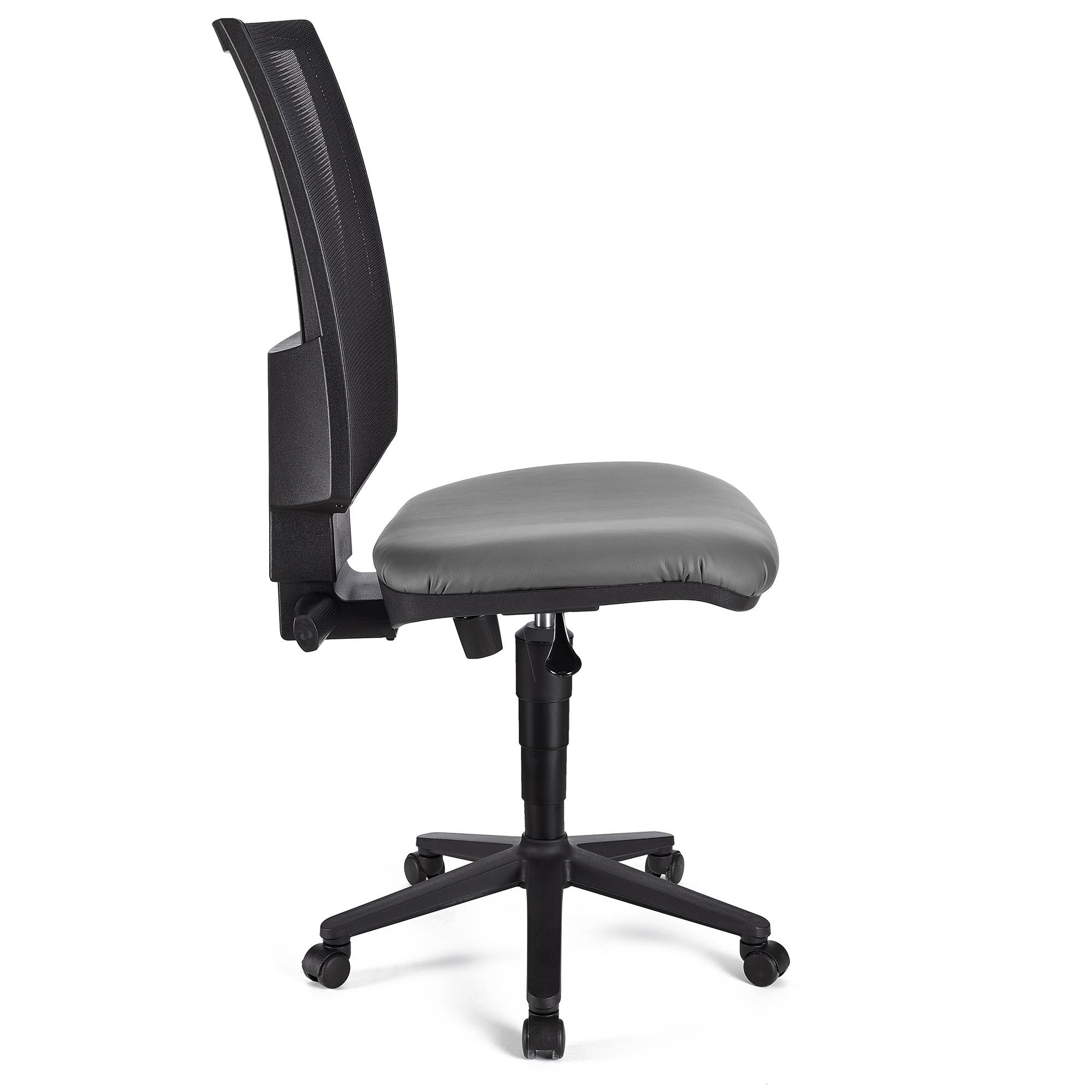 Silla de Oficina PANDORA SIN BRAZOS PIEL, Respaldo Ajustable en Malla, Gran Acolchado, Negro