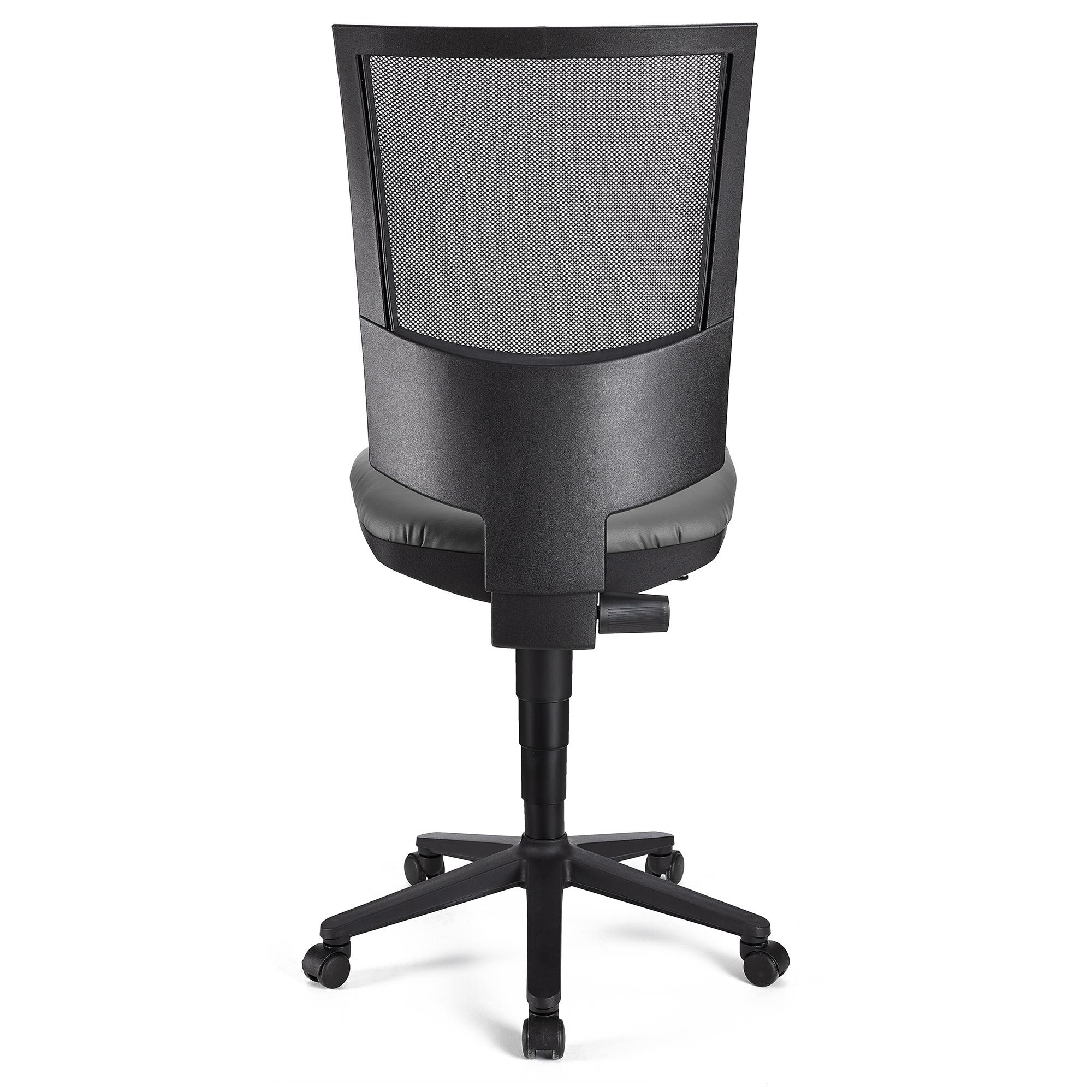 Silla de Oficina PANDORA SIN BRAZOS PIEL, Respaldo Ajustable en Malla, Gran Acolchado, Negro