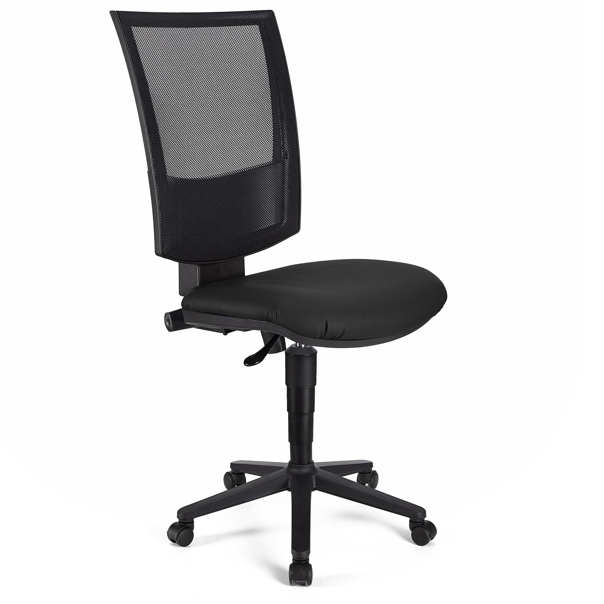 Silla de Oficina PANDORA SIN BRAZOS PIEL, Respaldo Ajustable en Malla, Gran Acolchado, Negro