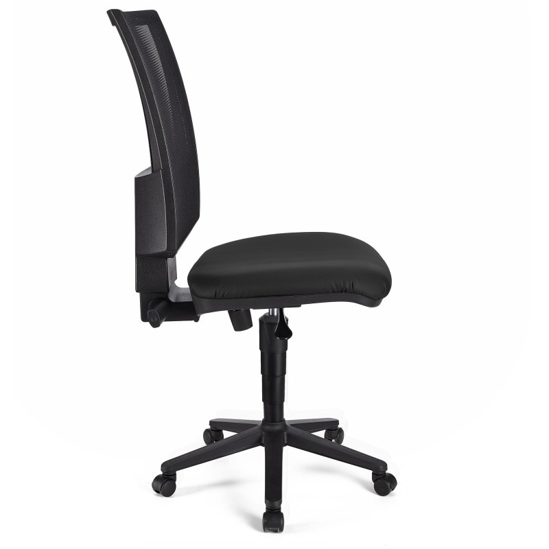 Silla de oficina PANDORA SIN BRAZOS PIEL, respaldo ajustable, color negro