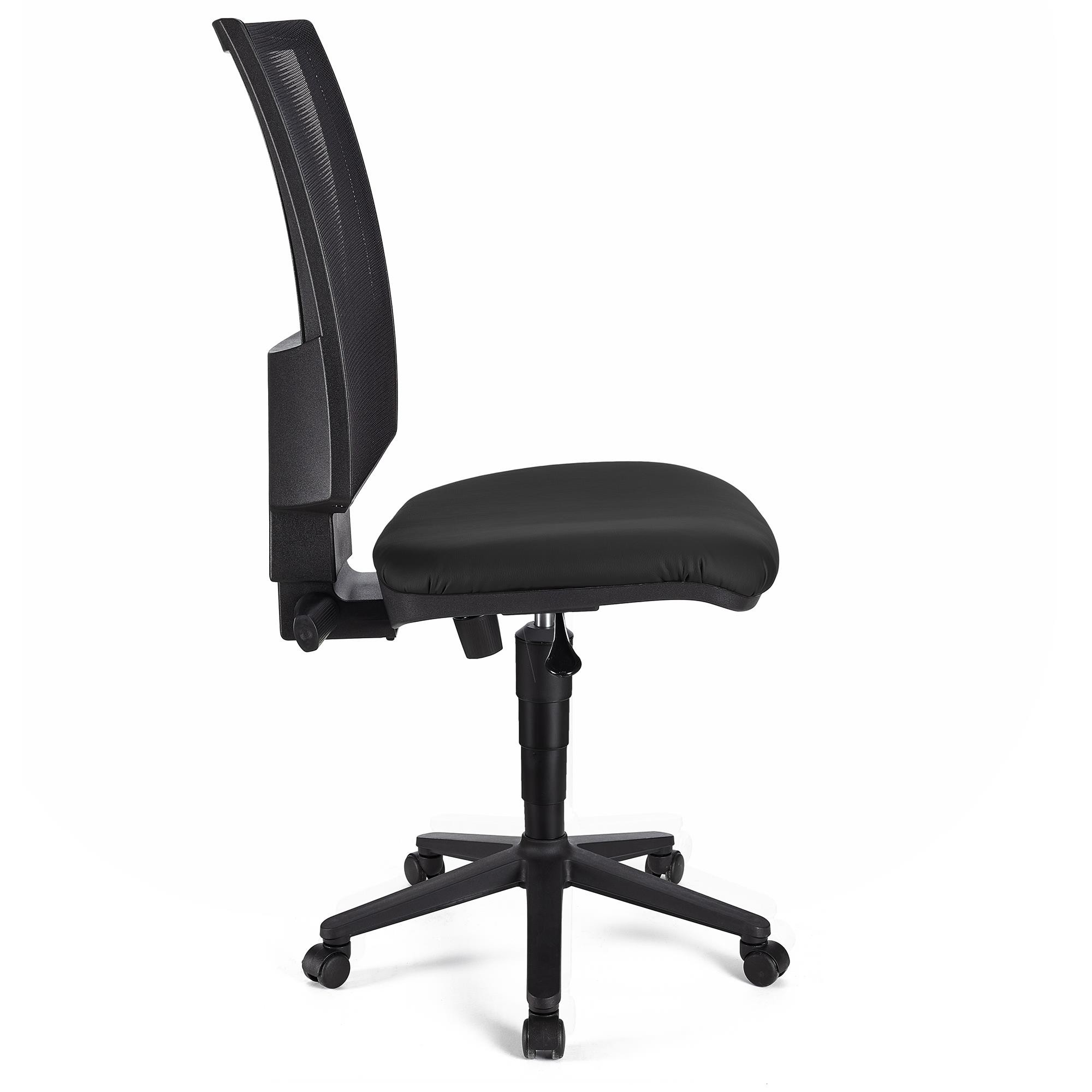 Silla de Oficina PANDORA SIN BRAZOS PIEL, Respaldo Ajustable en Malla, Gran Acolchado, Negro