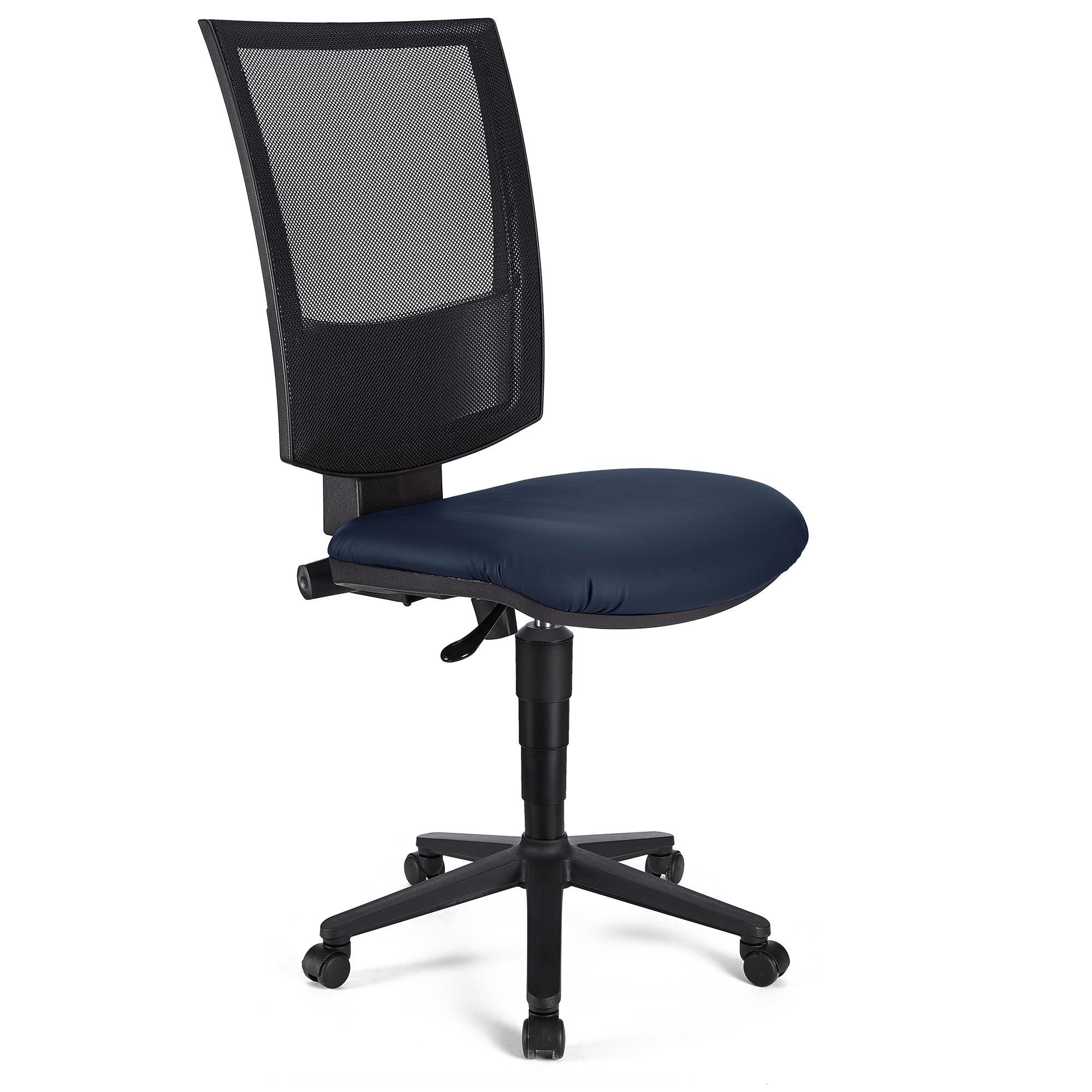 Silla de Oficina PANDORA SIN BRAZOS PIEL, Respaldo Ajustable en Malla, Gran Acolchado, Negro