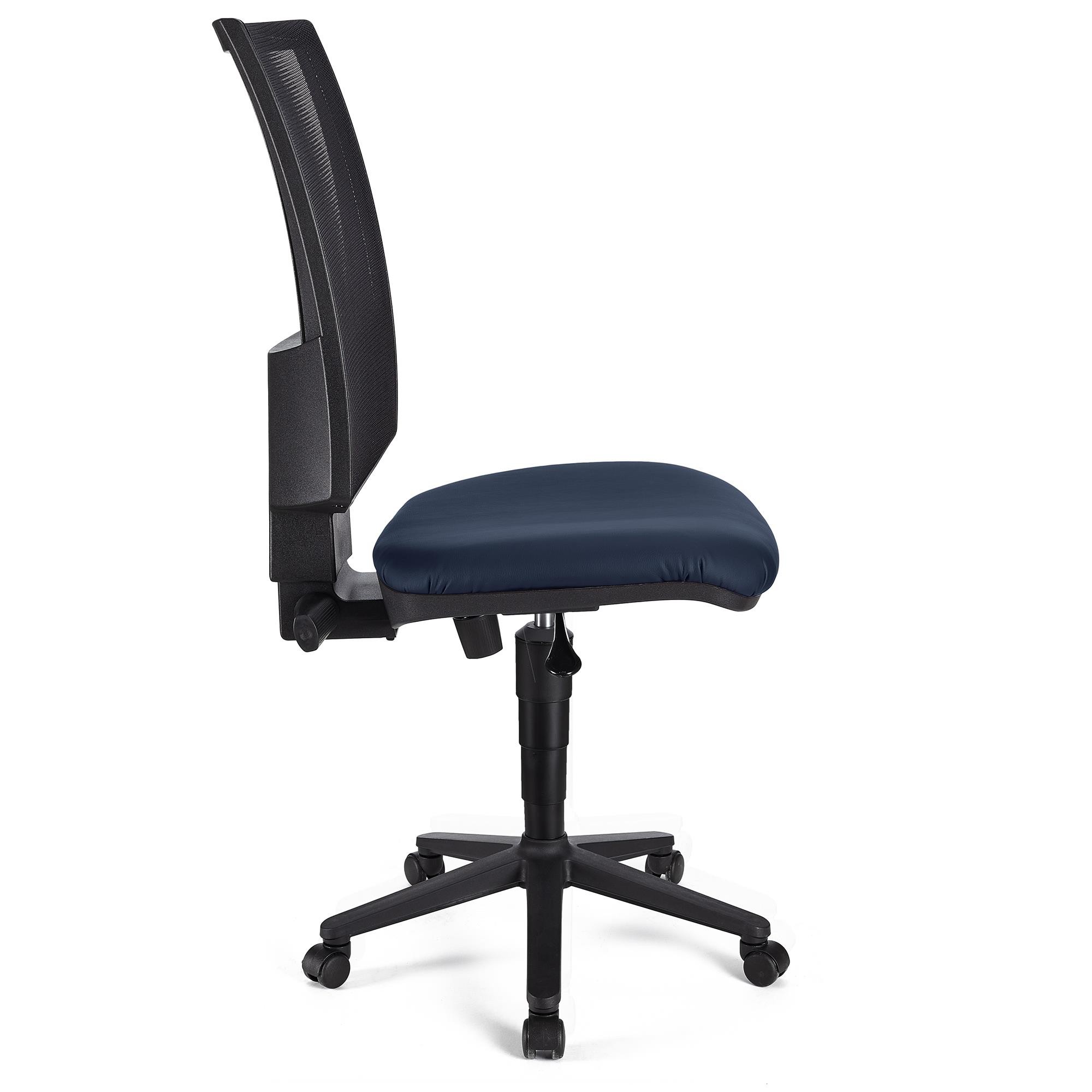 Silla de Oficina PANDORA SIN BRAZOS PIEL, Respaldo Ajustable en Malla, Gran Acolchado, Negro