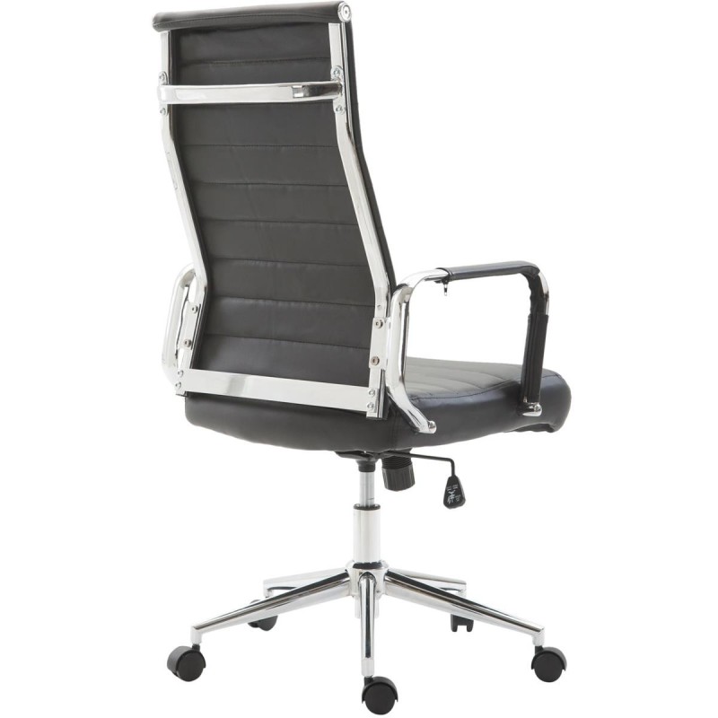 Silla de Oficina KOLMU, base de metal, piel negra
