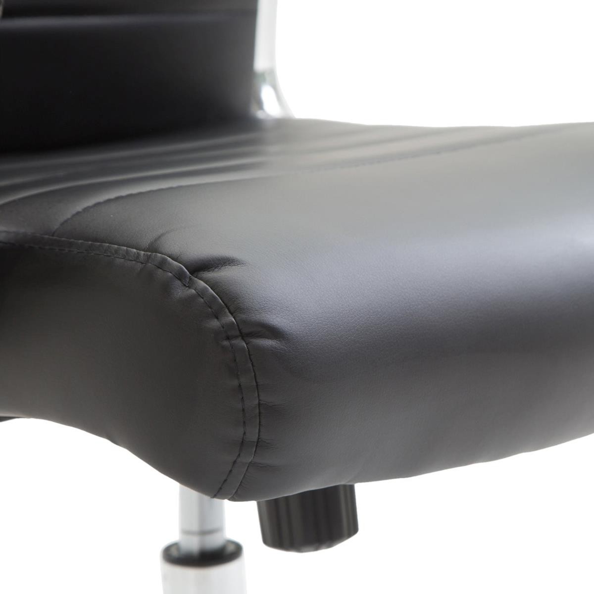 Silla de Oficina KOLMU, Base Metálica, Diseño con Elegantes Costuras, En Piel Negra