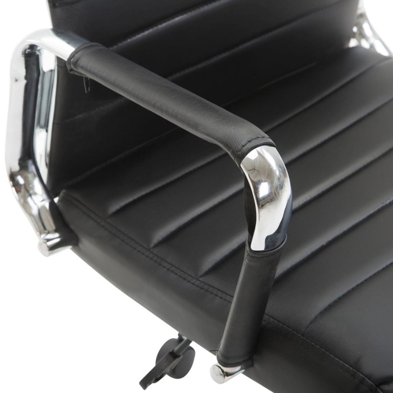 Silla de Oficina KOLMU, base de metal, piel negra