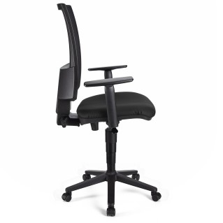 Silla de oficina PANDORA PLUS PIEL, gran acolchado, respaldo en malla, color negro 2
