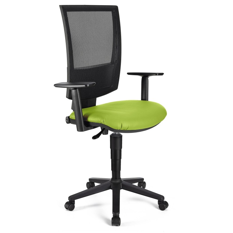 Silla de oficina PANDORA PLUS PIEL, gran acolchado, respaldo en malla, color negro