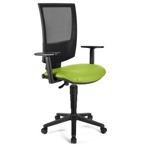 Silla de oficina PANDORA PLUS PIEL, gran acolchado, respaldo en malla, color negro