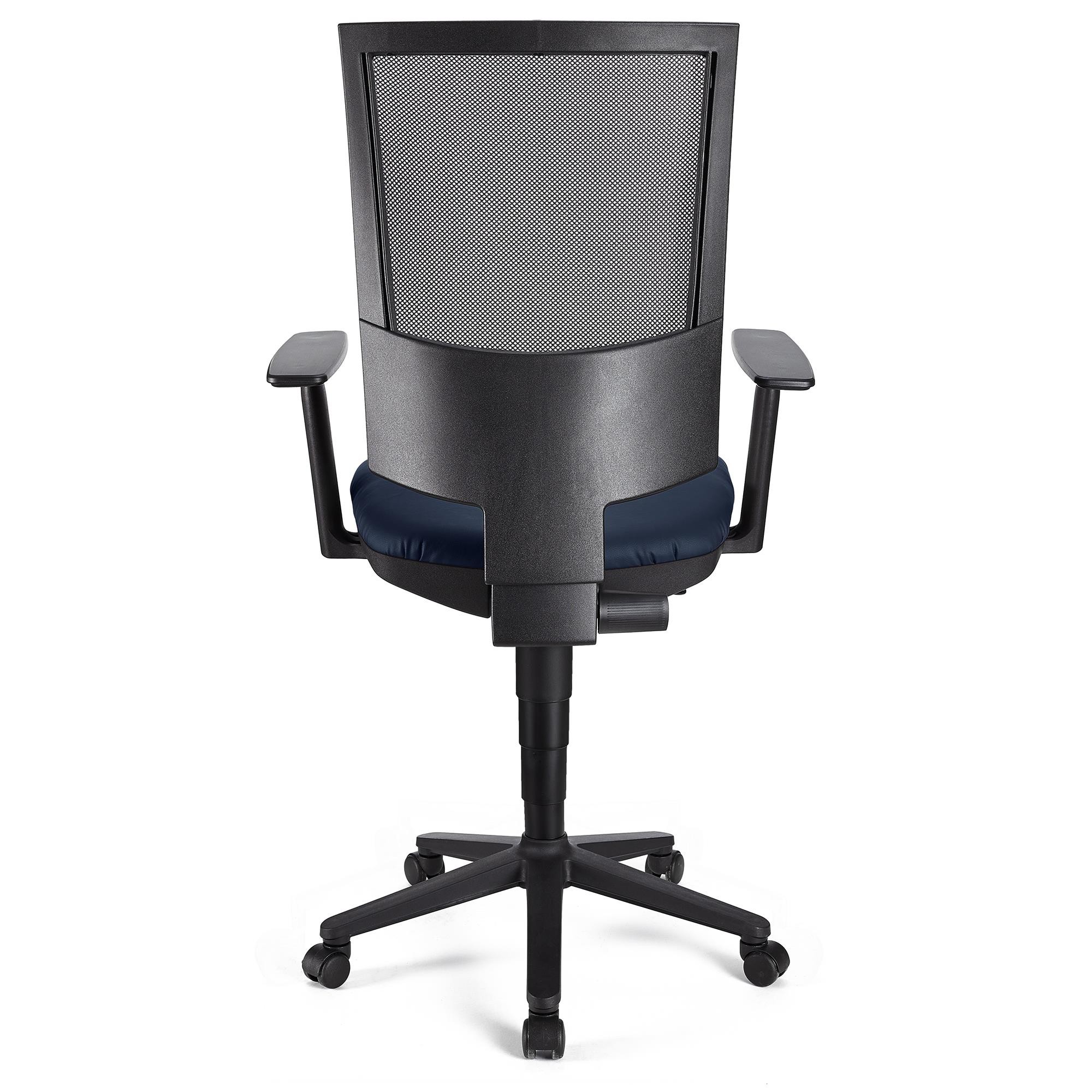 Silla de Oficina PANDORA PLUS PIEL, Respaldo en Malla, Brazos Ajustables, Gran Acolchado, Negro