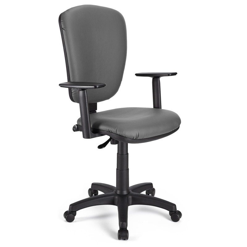 Silla de oficina CALIPSO PLUS PIEL, respaldo y brazos ajustables, en negro