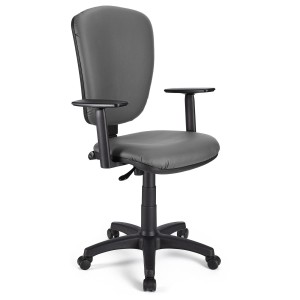 Silla de oficina CALIPSO PLUS PIEL, respaldo y brazos ajustables, en negro