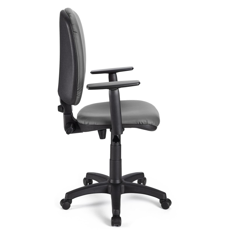 Silla de oficina CALIPSO PLUS PIEL, respaldo y brazos ajustables, en negro