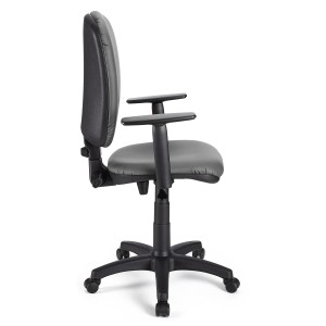Silla de oficina CALIPSO PLUS PIEL, respaldo y brazos ajustables, en negro