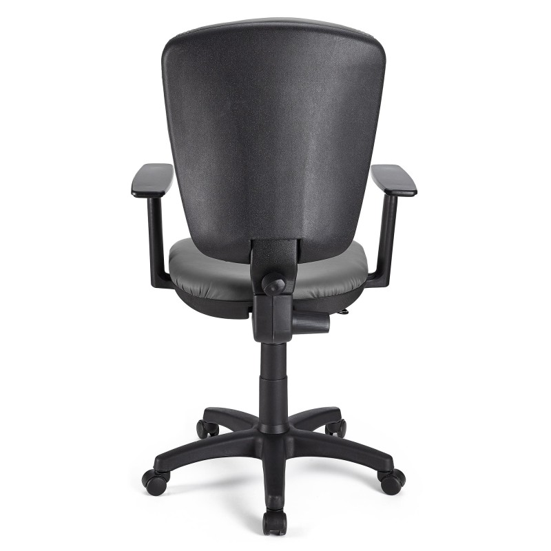Silla de oficina CALIPSO PLUS PIEL, respaldo y brazos ajustables, en negro