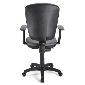 Silla de oficina CALIPSO PLUS PIEL, respaldo y brazos ajustables, en negro
