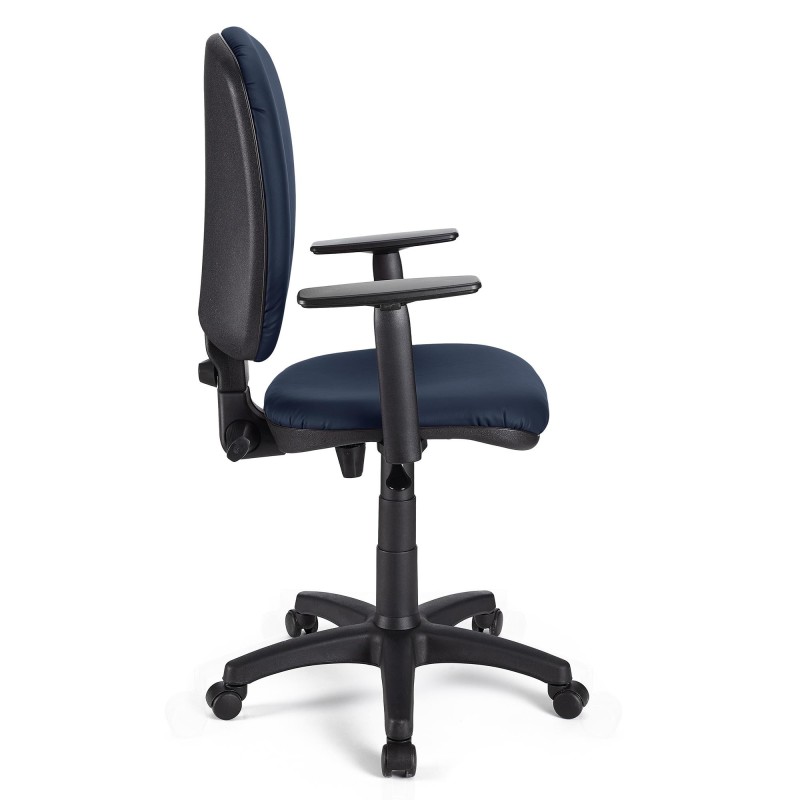 Silla de oficina CALIPSO PLUS PIEL, respaldo y brazos ajustables, en negro