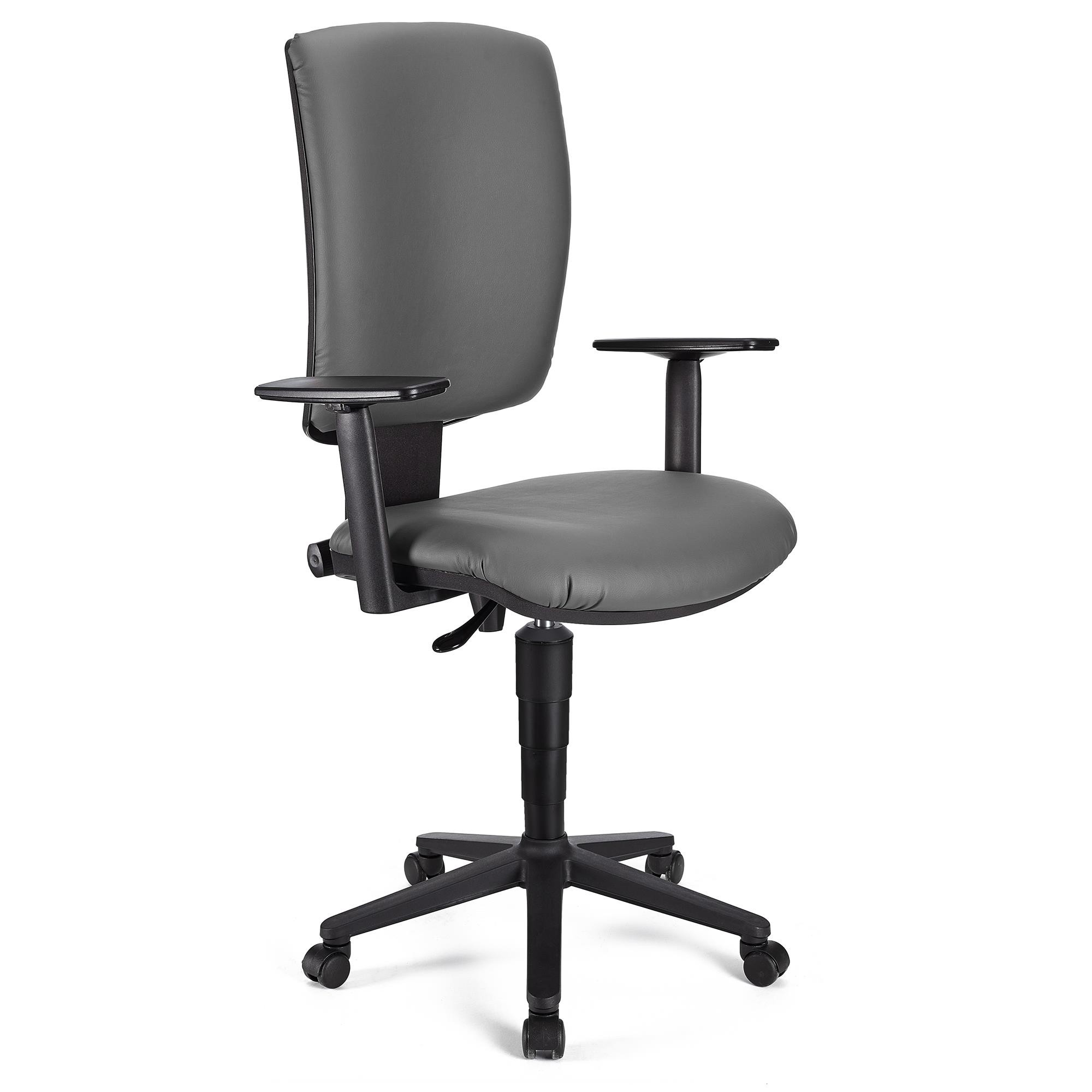 Silla de Oficina ATLAS PLUS PIEL, Respaldo y Brazos Ajustables, Gran Acolchado, En Negro