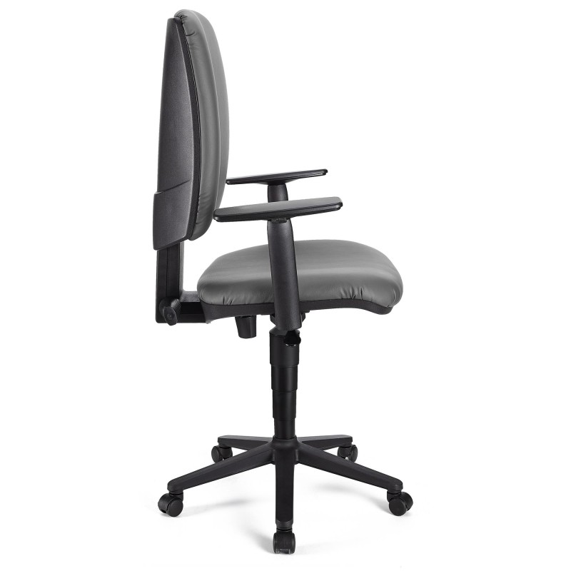 Silla de oficina ATLAS PLUS PIEL, respaldo y brazos ajustables, en negro