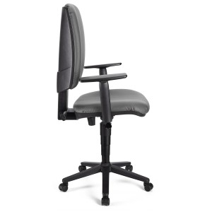 Silla de oficina ATLAS PLUS PIEL, respaldo y brazos ajustables, en negro