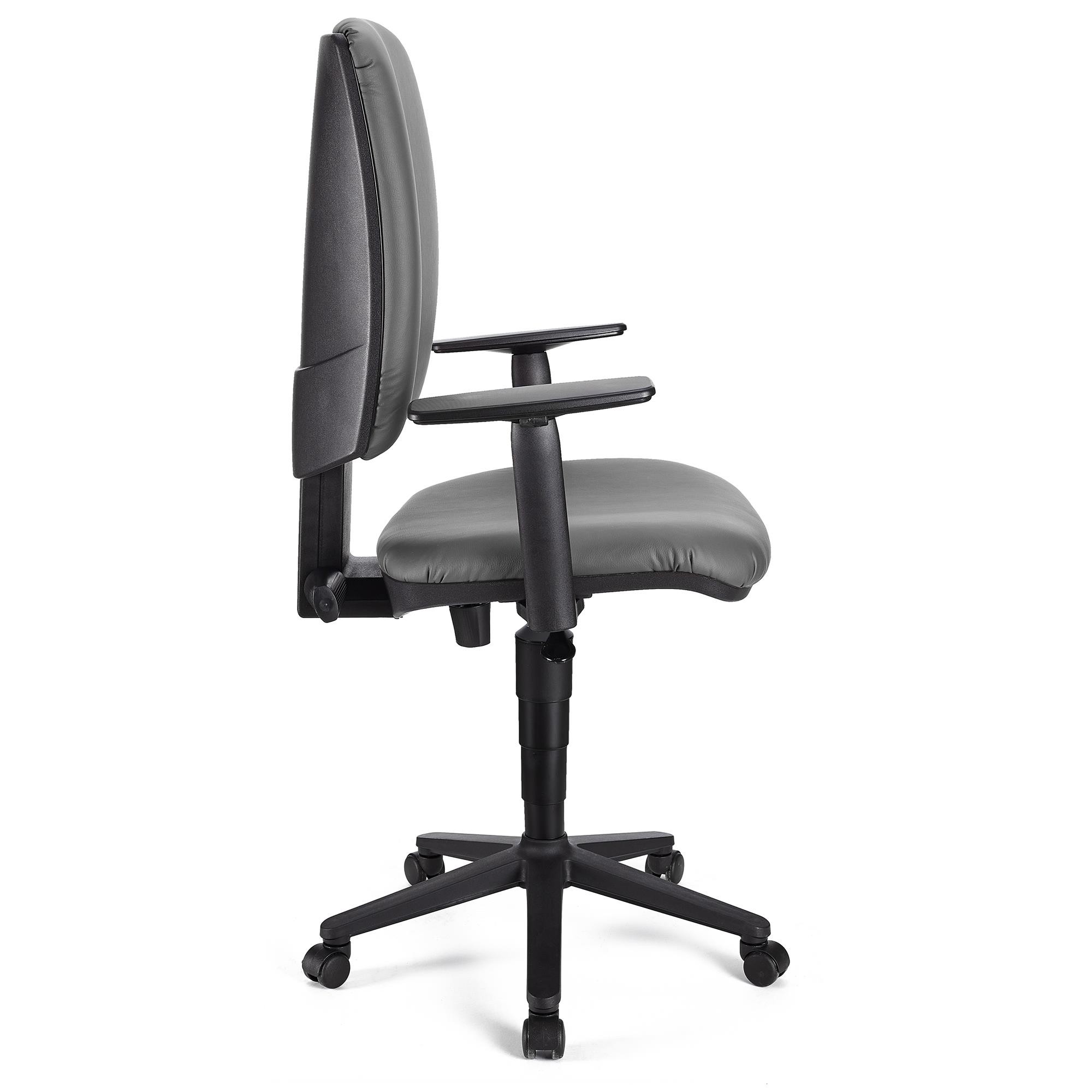 Silla de Oficina ATLAS PLUS PIEL, Respaldo y Brazos Ajustables, Gran Acolchado, En Negro