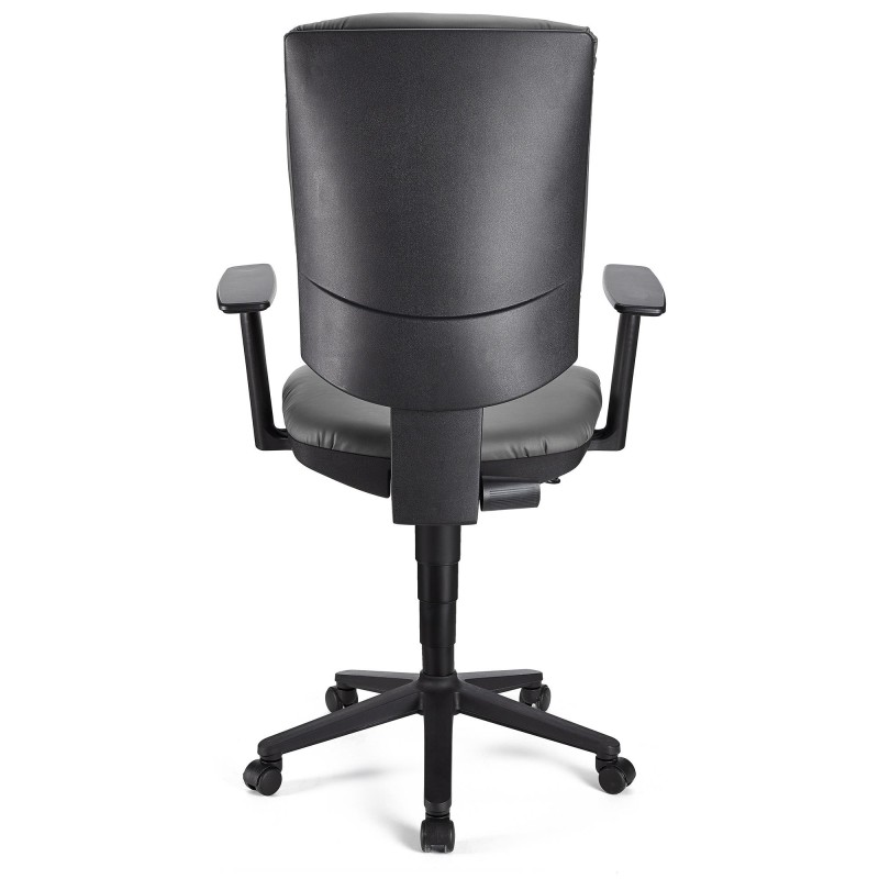 Silla de oficina ATLAS PLUS PIEL, respaldo y brazos ajustables, en negro