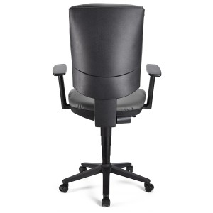 Silla de oficina ATLAS PLUS PIEL, respaldo y brazos ajustables, en negro