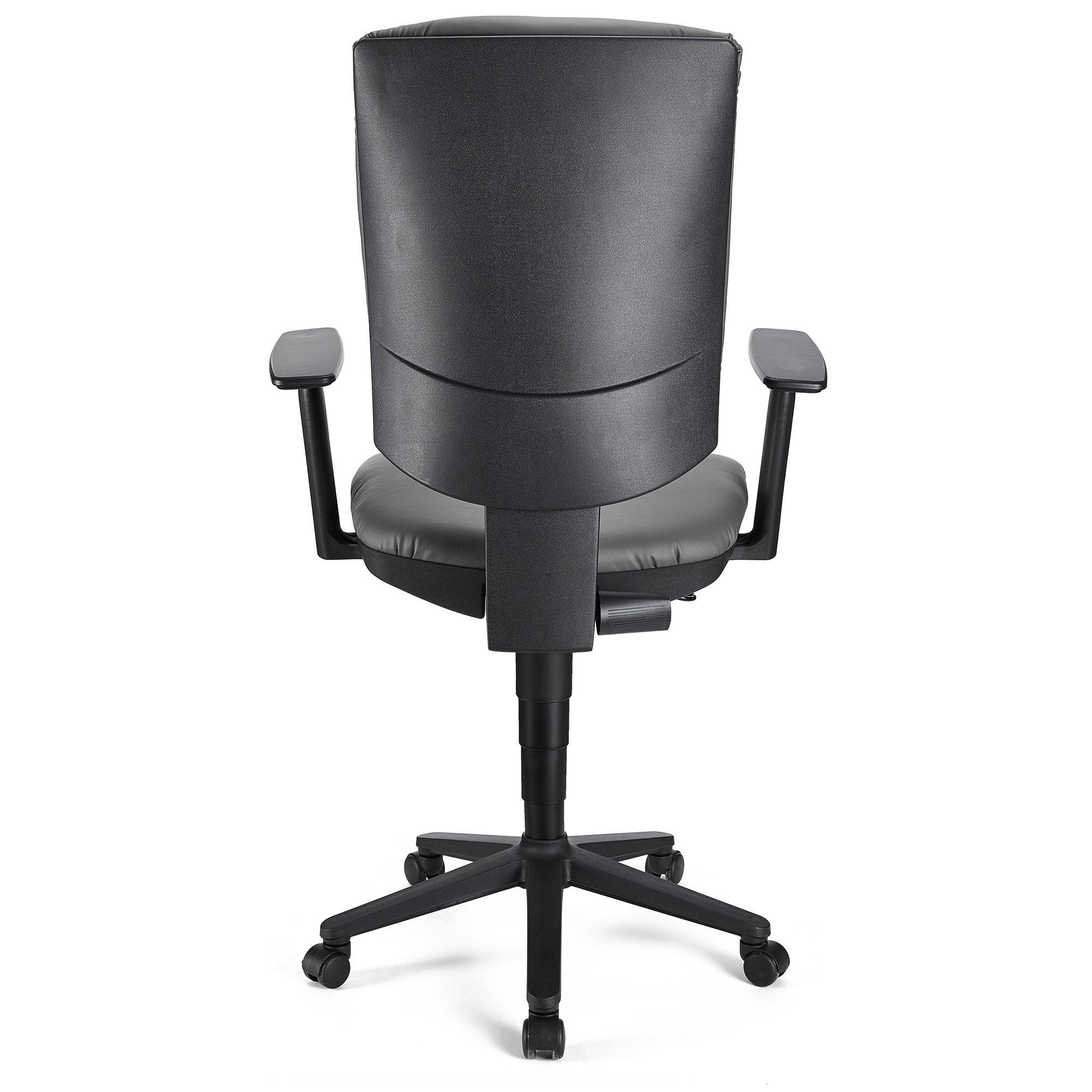 Silla de Oficina ATLAS PLUS PIEL, Respaldo y Brazos Ajustables, Gran Acolchado, En Negro