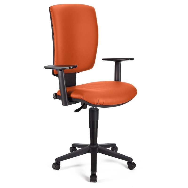 Silla de oficina ATLAS PLUS PIEL, respaldo y brazos ajustables, en negro