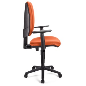 Silla de oficina ATLAS PLUS PIEL, respaldo y brazos ajustables, en negro