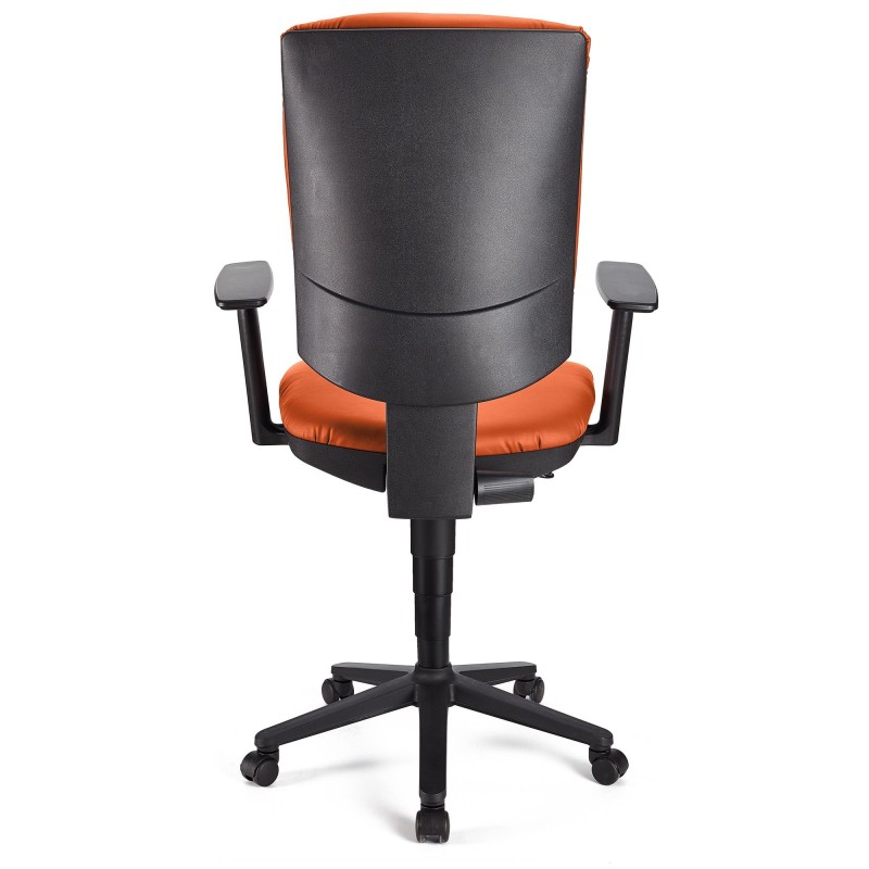 Silla de oficina ATLAS PLUS PIEL, respaldo y brazos ajustables, en negro