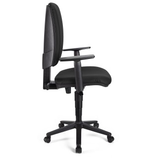 Silla de oficina ATLAS PLUS PIEL, respaldo y brazos ajustables, en negro 2