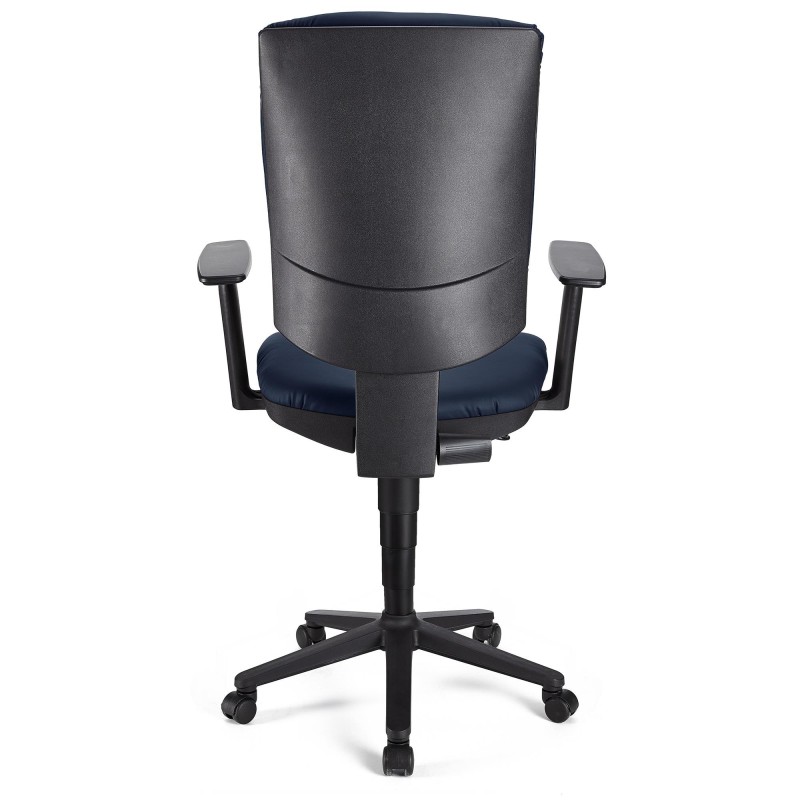Silla de oficina ATLAS PLUS PIEL, respaldo y brazos ajustables, en negro
