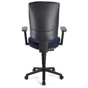 Silla de oficina ATLAS PLUS PIEL, respaldo y brazos ajustables, en negro