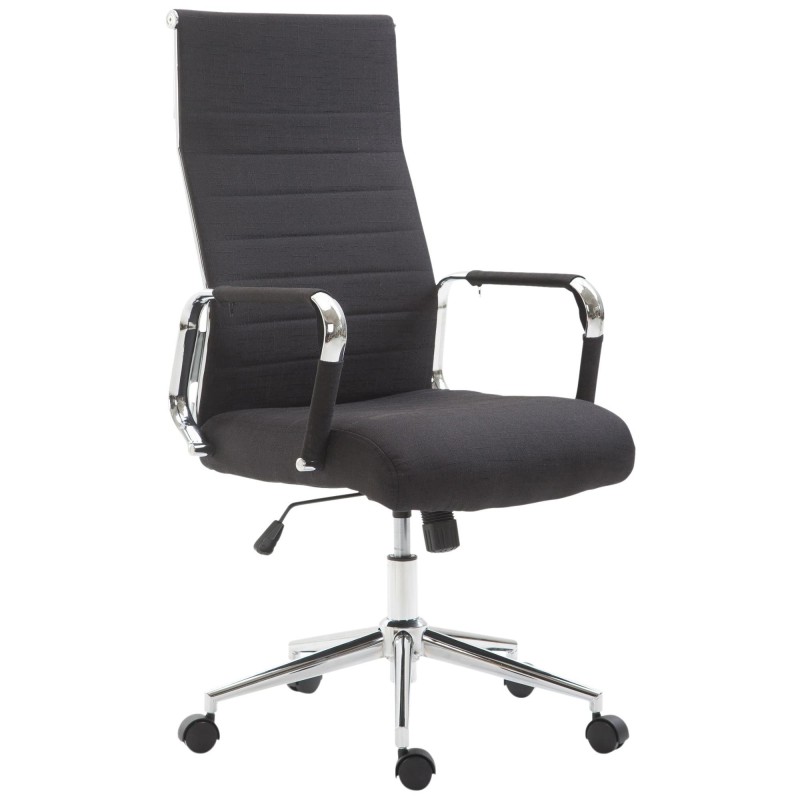 Silla de Oficina KOLMU TELA, base de metal, en negro