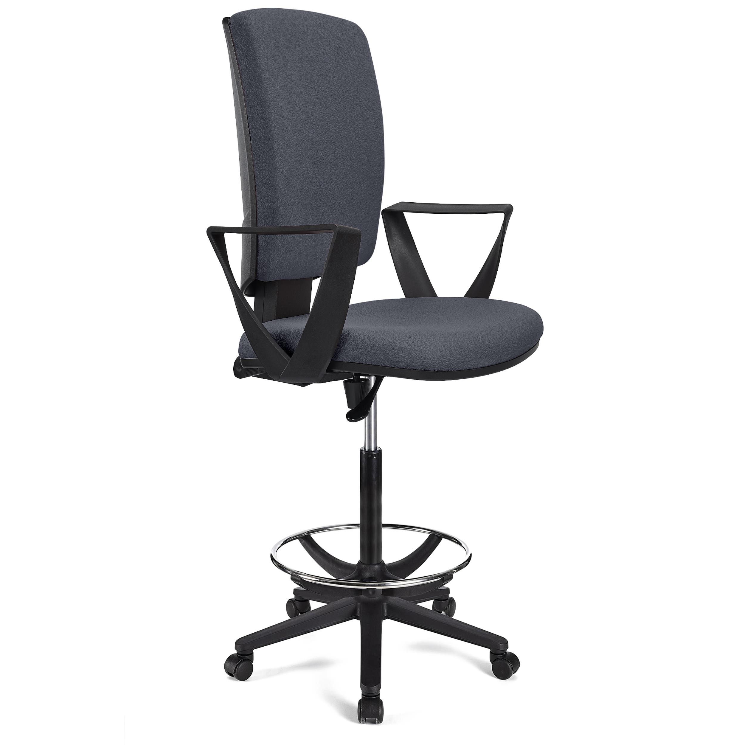 Taburete de Oficina ATLAS, Respaldo Ajustable, Gran Acolchado, En Tela Negro