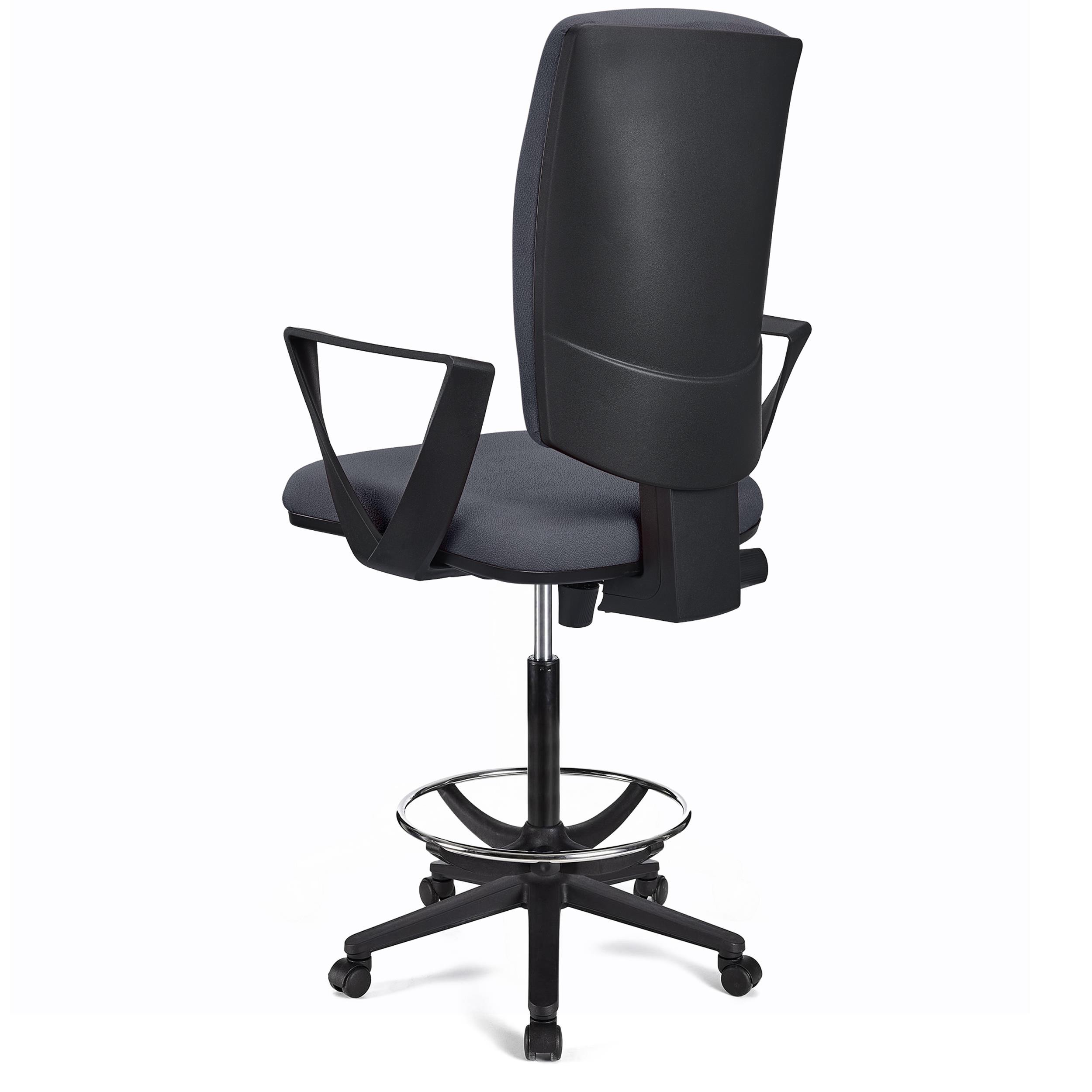 Taburete de Oficina ATLAS, Respaldo Ajustable, Gran Acolchado, En Tela Negro