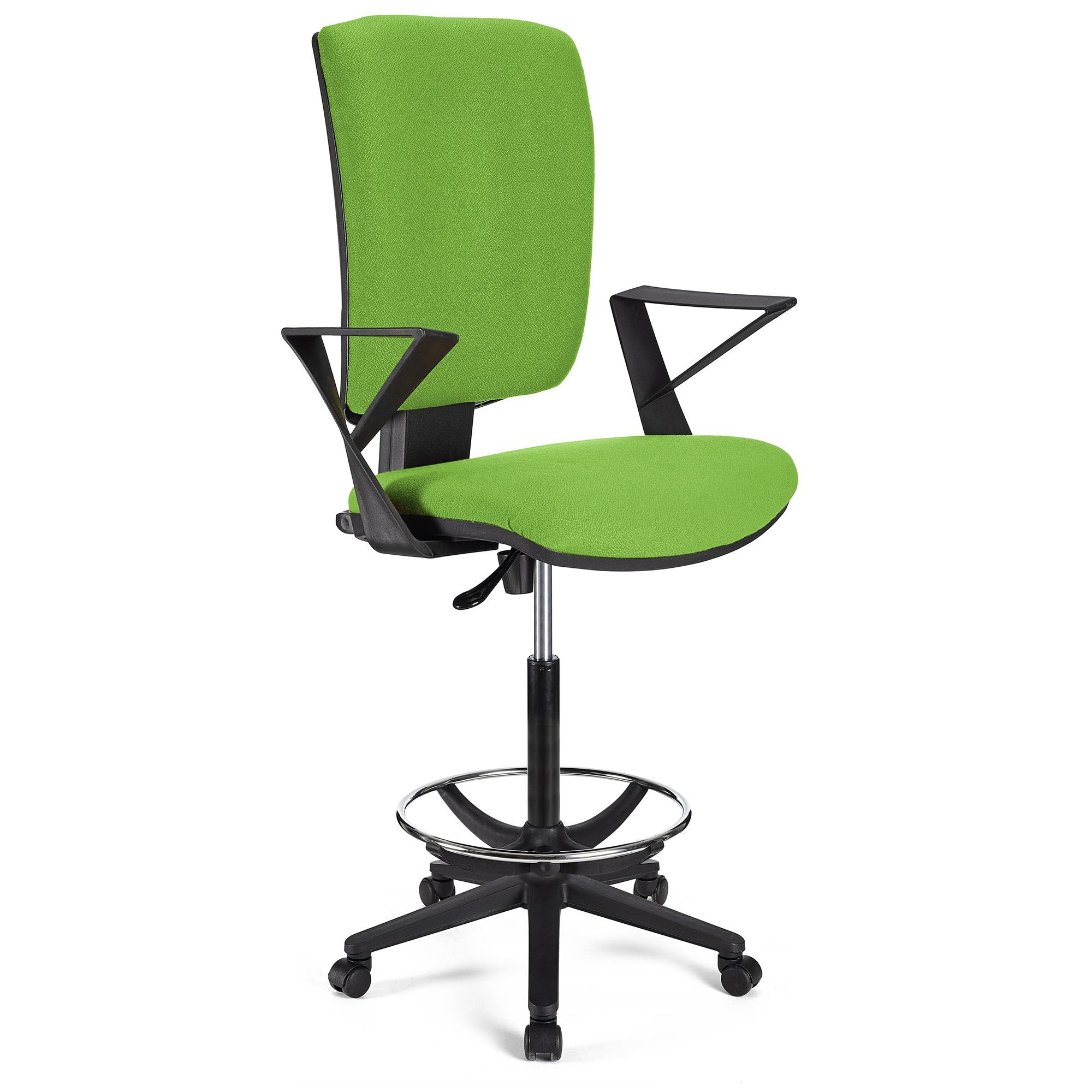 Taburete de Oficina ATLAS, Respaldo Ajustable, Gran Acolchado, En Tela Negro