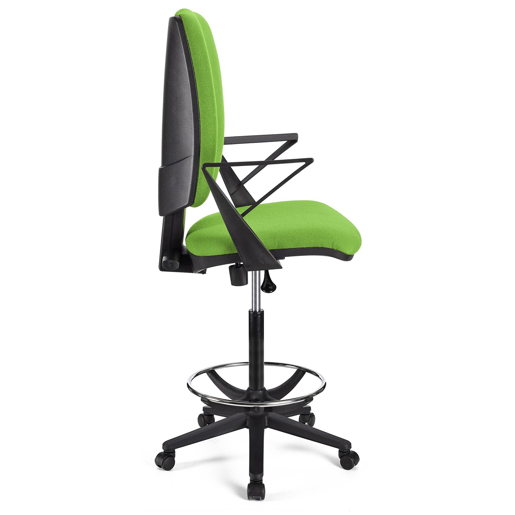Taburete de Oficina ATLAS, Respaldo Ajustable, Gran Acolchado, En Tela Negro