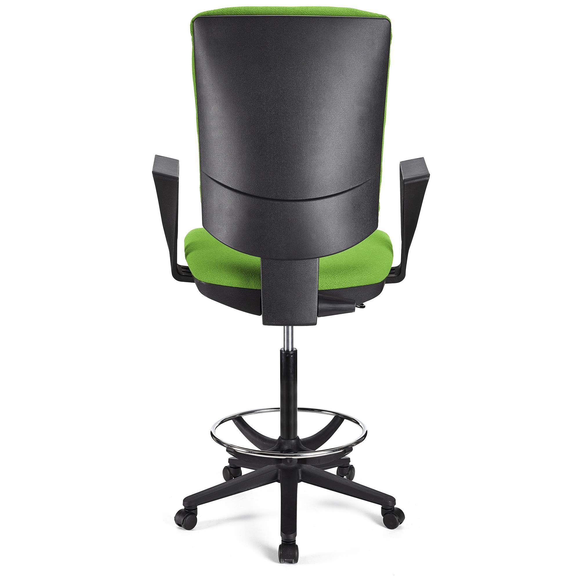 Taburete de Oficina ATLAS, Respaldo Ajustable, Gran Acolchado, En Tela Negro