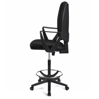 Taburete de oficina ATLAS PIEL en color negro 2