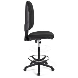 Taburete de oficina ATLAS SIN BRAZOS PIEL en color negro 2