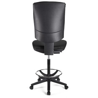 Taburete de oficina ATLAS SIN BRAZOS PIEL en color negro 2