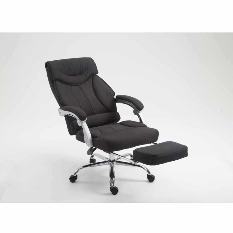 Sillón de Oficina OREGON TELA, Reposapiés Extensible, Gran Acolchado, en Negro