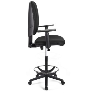 Taburete de oficina ATLAS PLUS PIEL en color negro 2