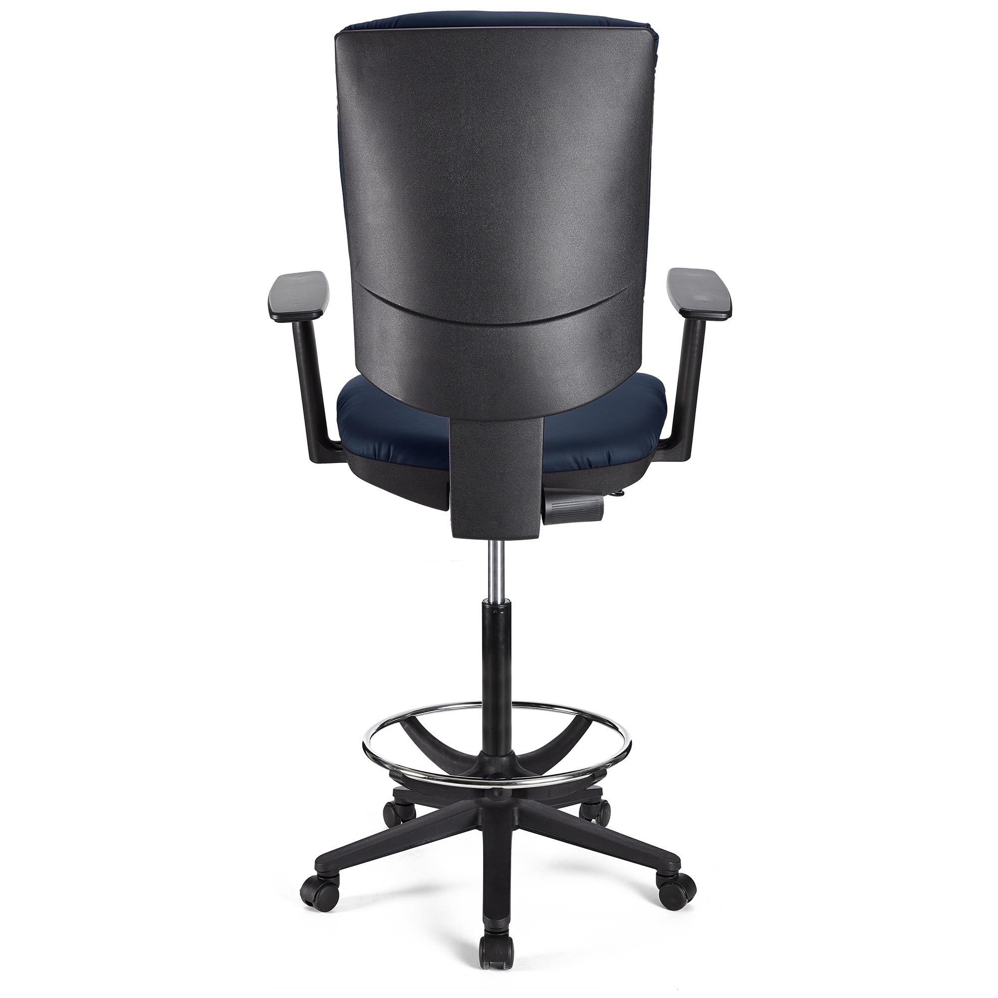 Taburete de Oficina ATLAS PLUS PIEL, Respaldo Ajustable, Gran Acolchado, En Negro