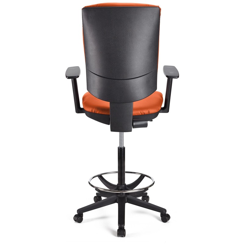 Taburete de oficina ATLAS PLUS PIEL en color negro