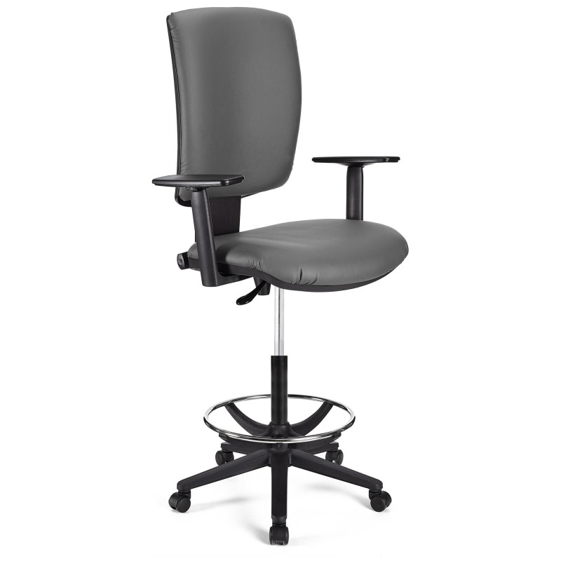 Taburete de oficina ATLAS PLUS PIEL en color negro
