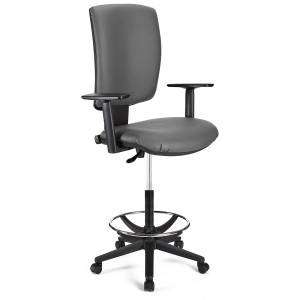 Taburete de oficina ATLAS PLUS PIEL en color negro