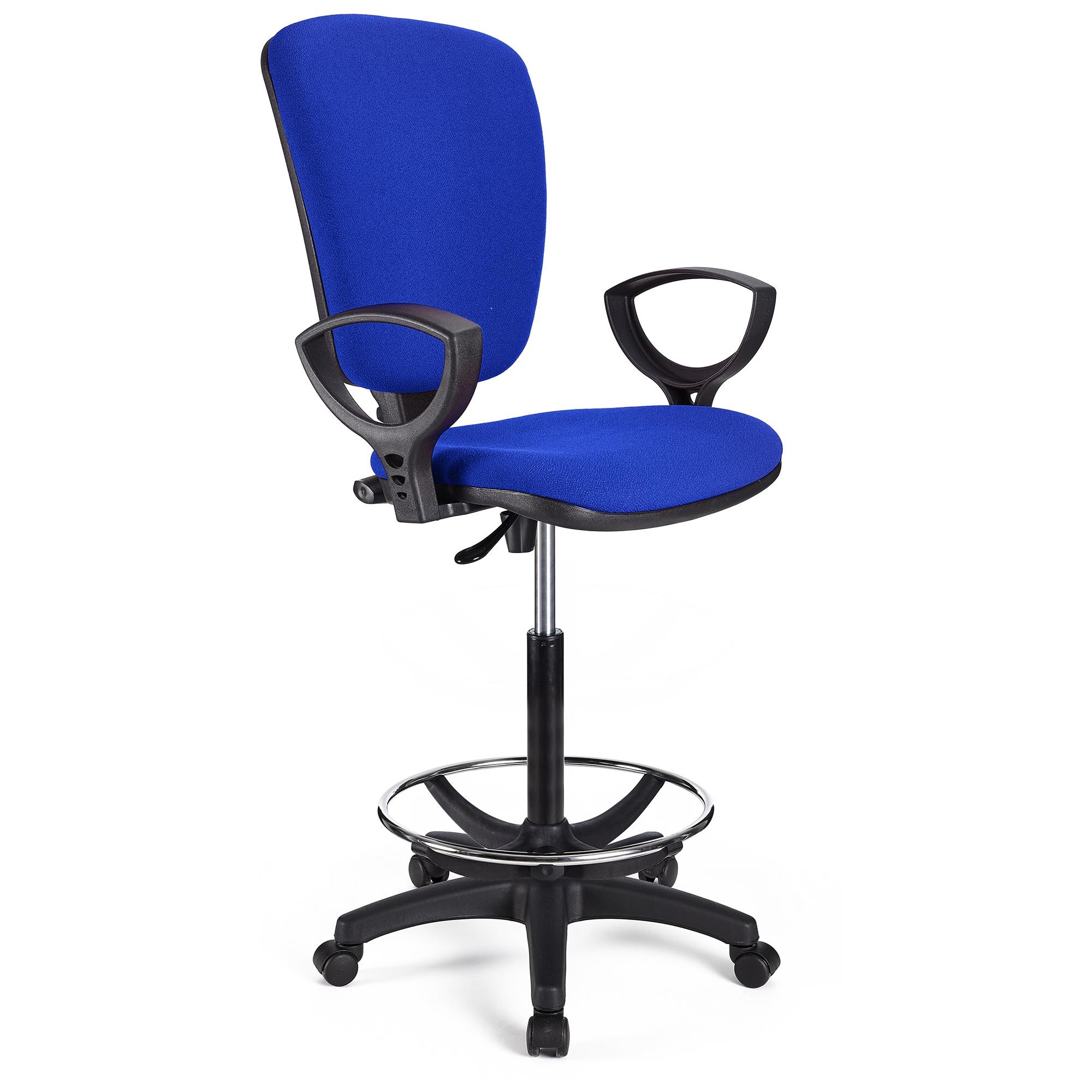 Taburete de Trabajo CALIPSO, Respaldo Ajustable, Gran Acolchado, En Tela Negro